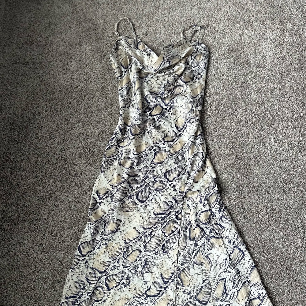 Snake print satin maxi dress